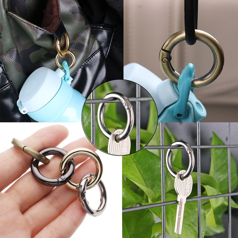 Set 2/5 móc khóa túi xách hình tròn bằng hợp kim kẽm 10/12/16/19mm màu đen chất lượng cao