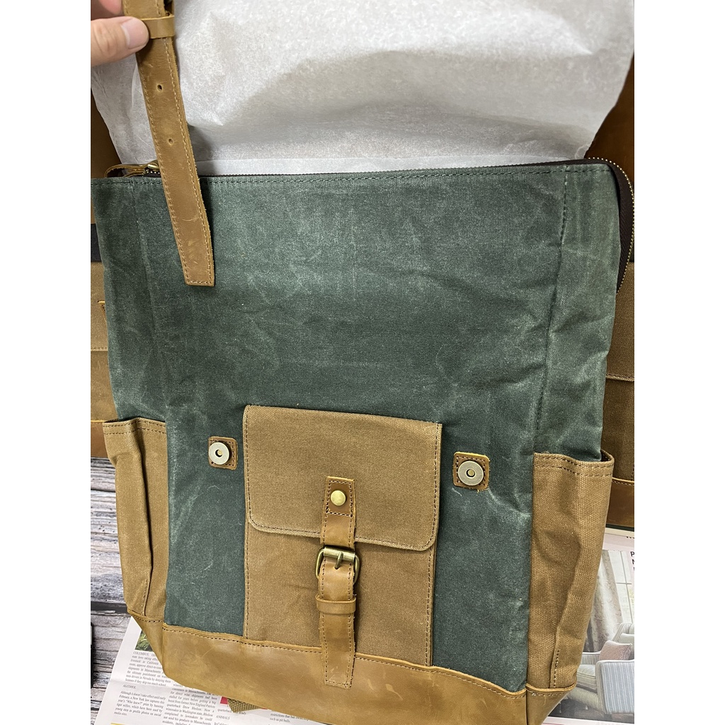 Balo canvas HUTALEATHER MAXIR1 chất liệu vải bố chống nước bền đẹp sang trọng HB2