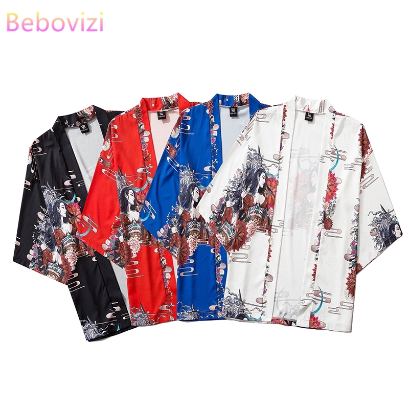 Blue Red Black White Harajuku Japan Kimono  Blazer Cardigans Jacket Big Plus Size Loose Women Men Japanese Harajuku Robes | BigBuy360 - bigbuy360.vn