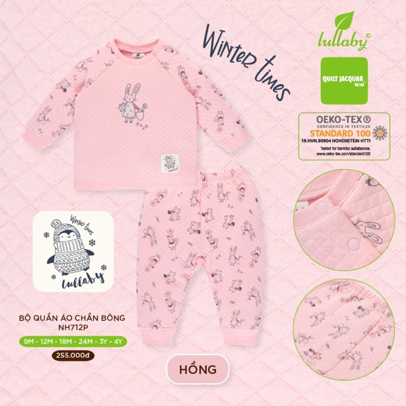 (Hà nam/Lullaby)Bộ nỉ trần bông Lullaby (4 màu) mẫu mới size 6-9m tới 4y