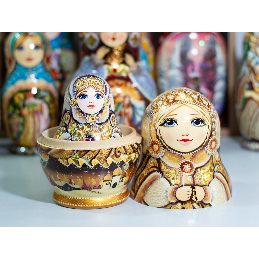 BỘ COMBO BÚP BÊ NGA MATRYOSHKA 22CM CAO CẤP  VÀ LẬT ĐẬT NGA CỰC ĐẸP, THANH LỊCH VÀ SANG TRỌNG