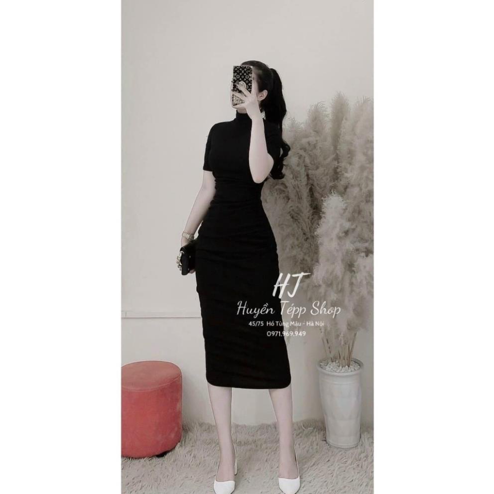Váy body Tăm dài cổ 2p hot chất dày dặn hàng đẹp