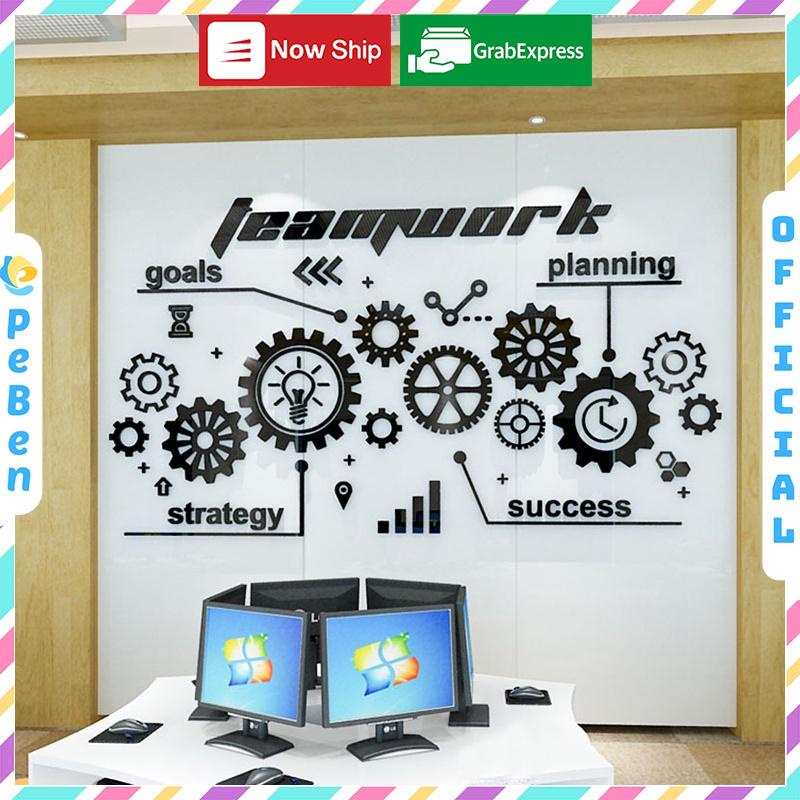 Tranh dán tường mica 3d decor khổ lớn văn phòng làm việc nhóm tranh mica 3d trang trí Nhiều Size - EPeBen