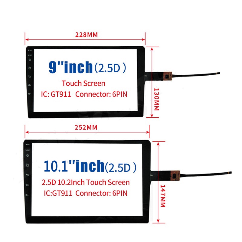 Màn Hình Cảm Ứng 2.5D 9''/10.1'' Inch Cho Xe Ô Tô