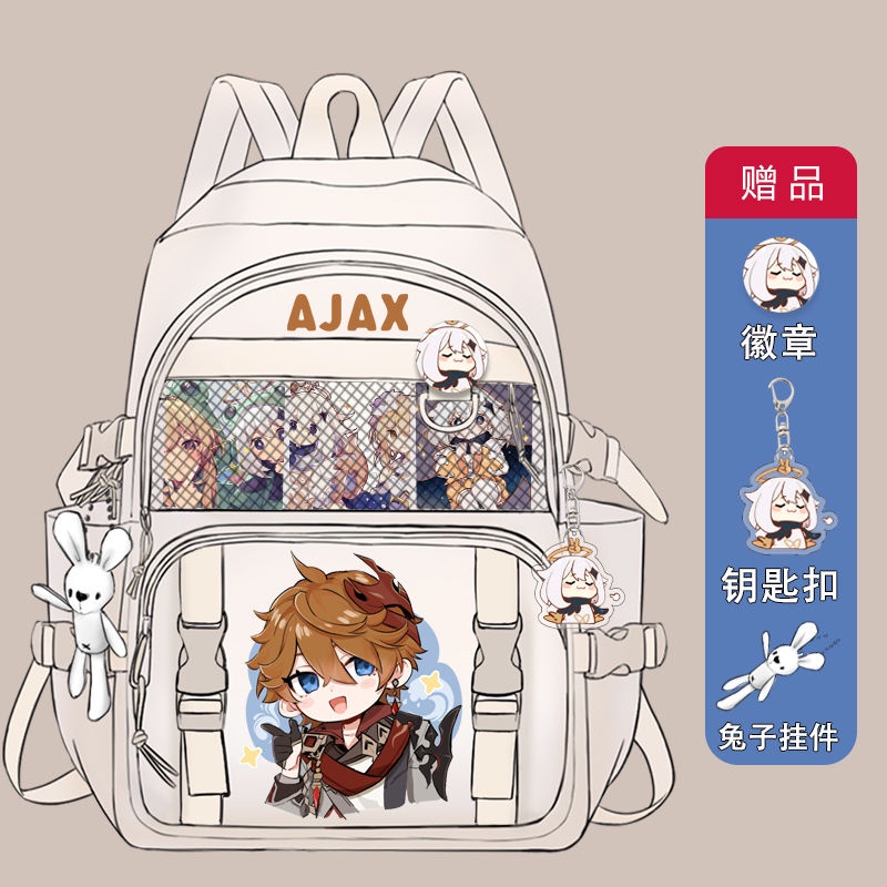 Durable Genshin Impact backpack primary school boys and girls schoolbag junior high school students 3456 grade large-capacity anime backpack