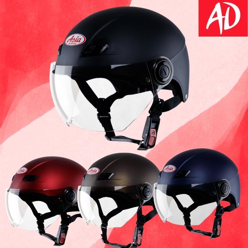 Mũ bảo hiểm nửa đầu Asia MT106k có kính, ốp tai da