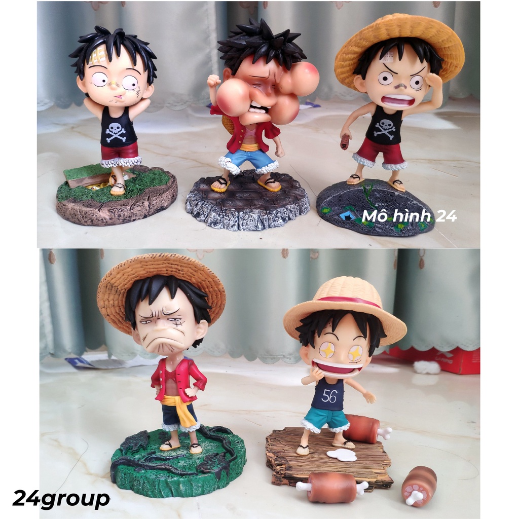 [COMBO 5 NHÂN VẬT] Mô hình tượng đồ chơi Monkey D Luffy Chibi có base đẹp TRONG anime đảo hải tặc fig figure one piece
