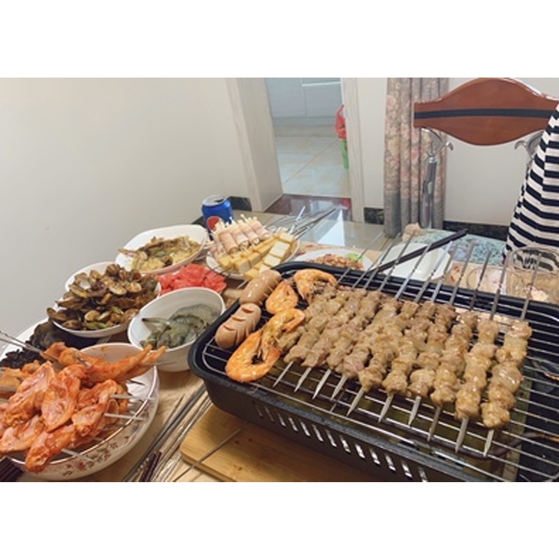 Bếp nướng điện không khói, BBQ gia đình tặng kèm chảo nướng vỉ nướng khay nướng