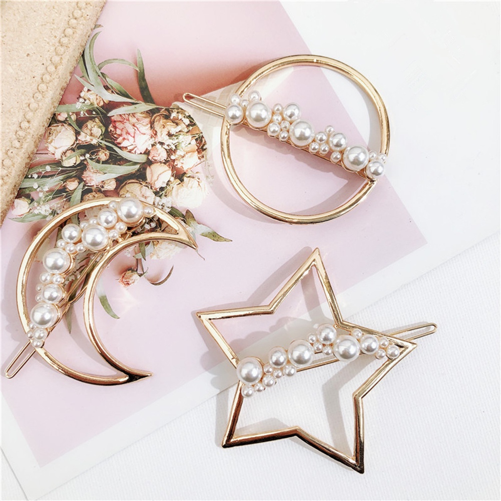 Kẹp Tóc Kim Loại Đính Ngọc Trai Giả Xinh Xắn Cho Nữ