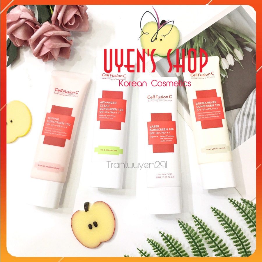 Kem chống nắng Cell Fusion C Toning/ Laser/ Clear/ Derma Relief/ Aquatica Sunscreen 50ml