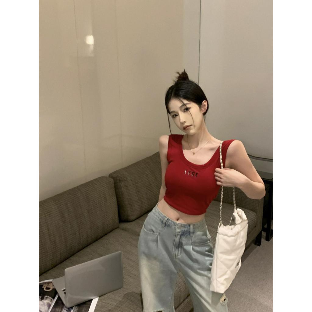 Cocory vn Áo Tank Top Ôm Dáng In Chữ Thời Trang Mùa Hè Quyến Rũ Cho Nữ