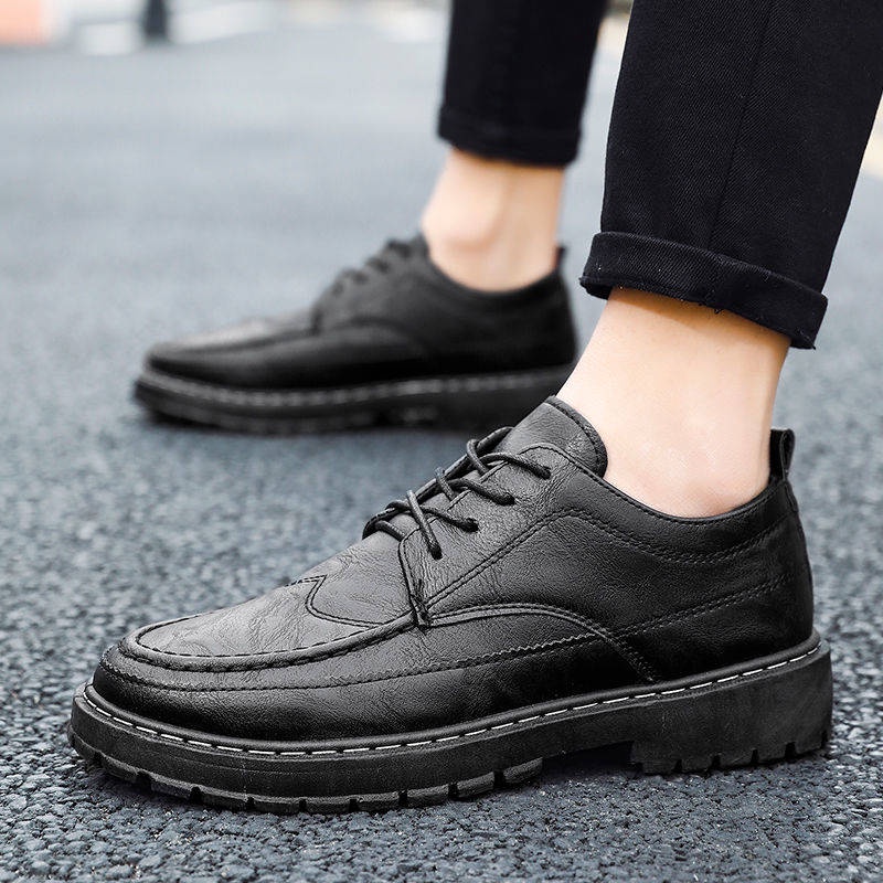 Giày da màu đen không thấm nước chống trượt và chống mùi phong cách công sở kiểu Hàn Quốc thường ngày cho nam đầu bếp