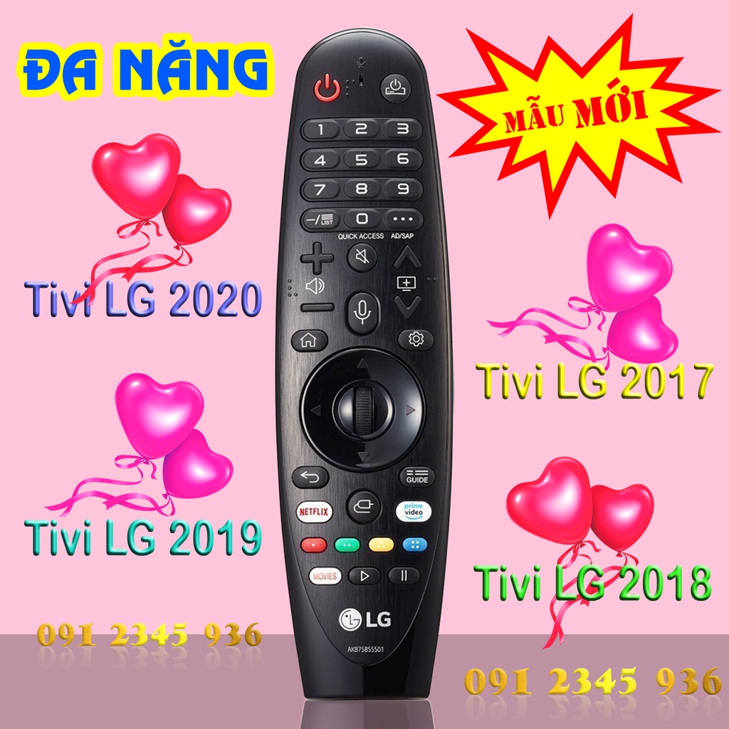 Remote Điều khiển tivi LG mẫu năm 2020 có Giọng nói tặng Pin. Magic Remote AN-MR20GA mã AKB75855501 Made in INDONESIA.