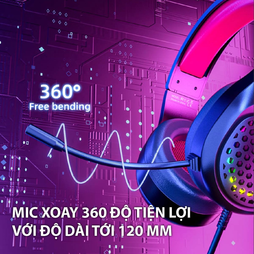 Tai nghe gaming Plextone xMOWi R1 chụp tai có dây chống rối siêu bền âm bass cực căng cách âm siêu tốt dành cho các game