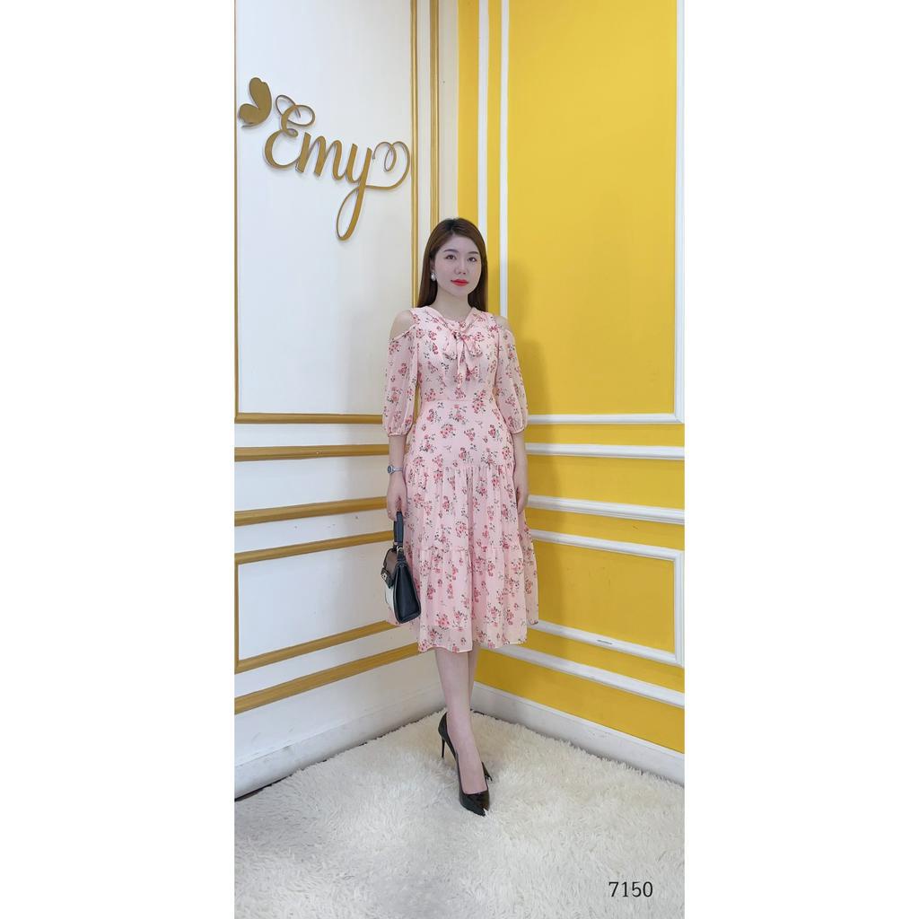 Đầm EMY EM7150 Xoè Hồng Tùng Nhún