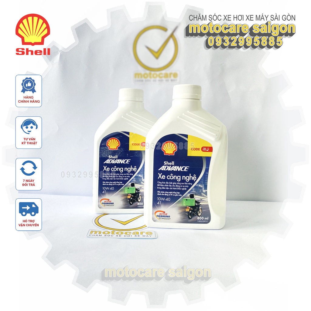 Dầu nhớt 4T Shell Advance TECHBIKE xe công nghệ 10W40 0.8L