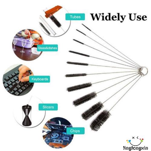 XNG-10PCS Household Stainless Steel Cleaner Brush Test Tube Bottle Straw Washing Cleaning Tool
