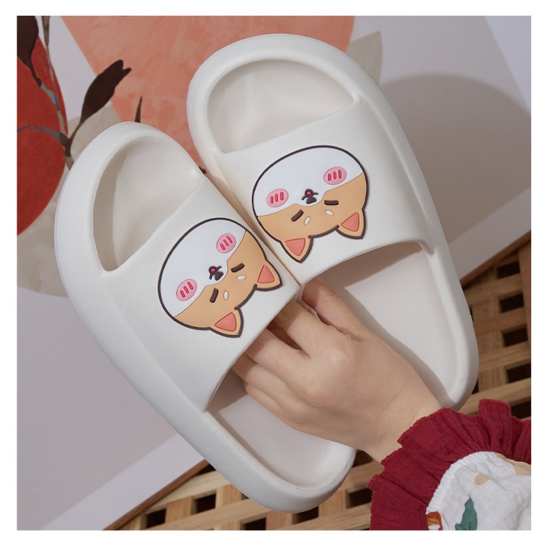 Dép mùa hè dép mang trong nhà dễ thương hình Chó Shiba ngộ nghĩnh, Dép chống trơn trượt Chó Shiba chibi dễ thương