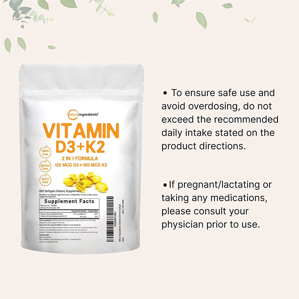 D3 K2 Tự Nhiên - 300 Viên - Micro Ingredients