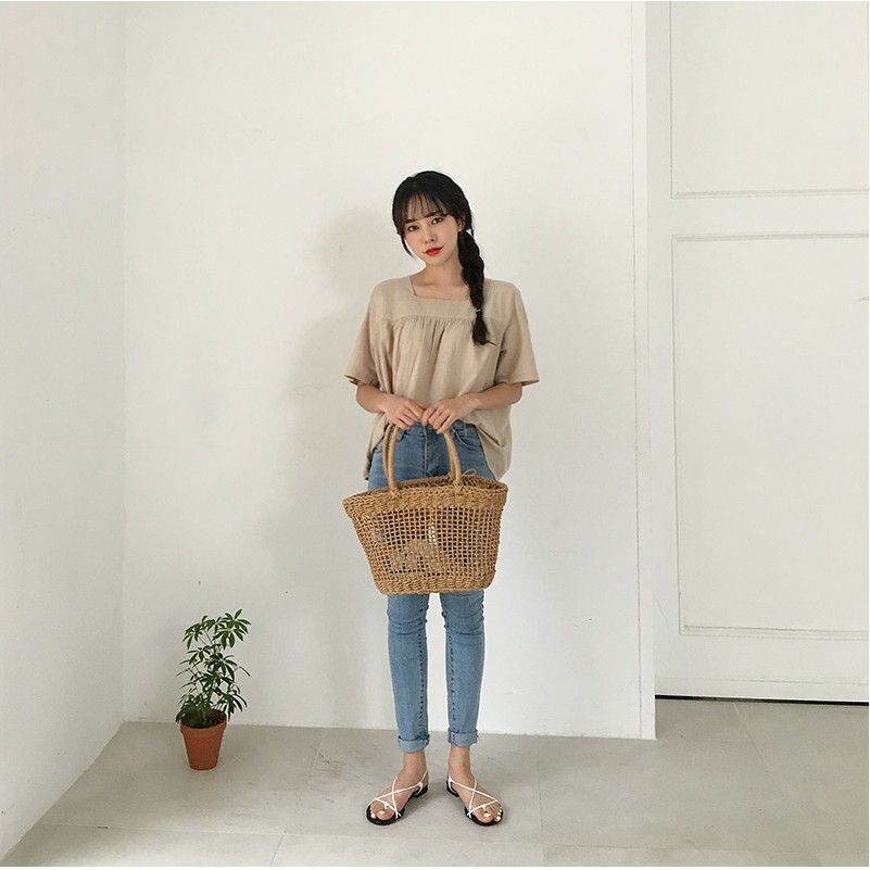 Labonia-Túi cói đan thưa kiểu dáng hợp thời trang