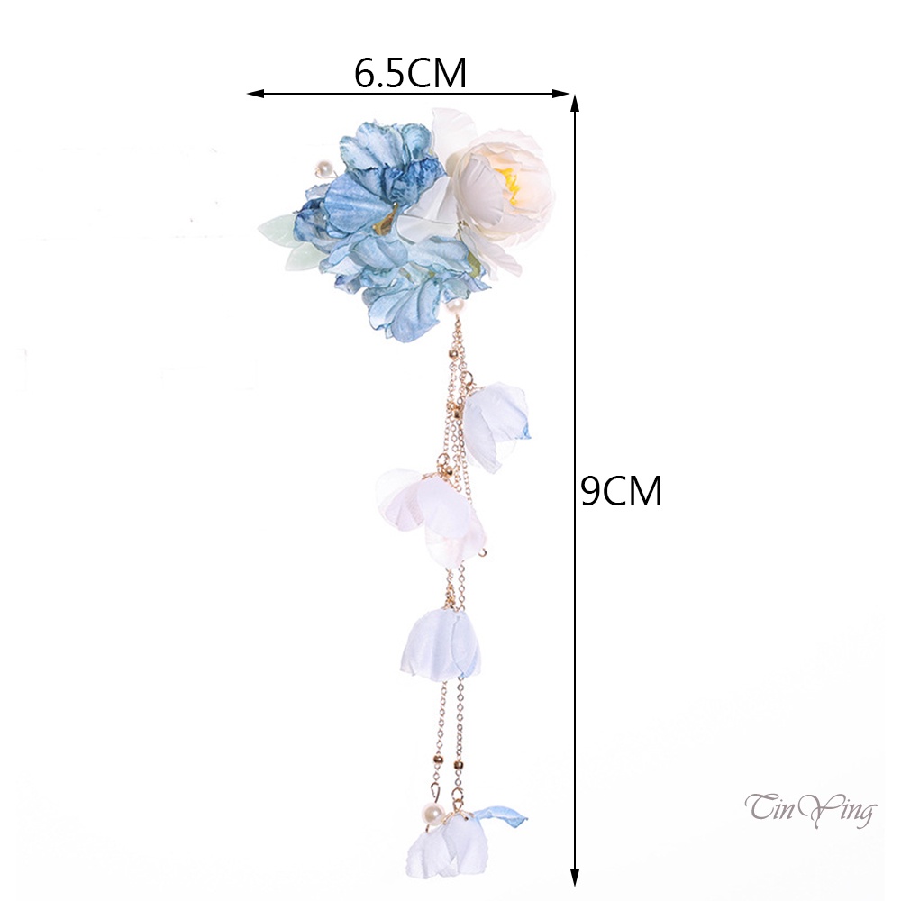 GETNOIVAS Trâm Cài Tóc Đính Hoa Và Tua Rua Phong Cách Trung Hoa Thời Trang