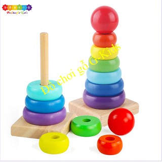 Combo đồ chơi gỗ- sâu- đàn-tháp-luồn hạt