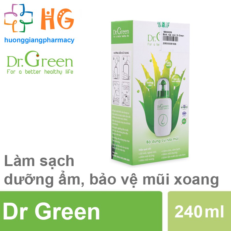 Bình rửa mũi Dr Green (Bình 240ml + 10 gói muối)