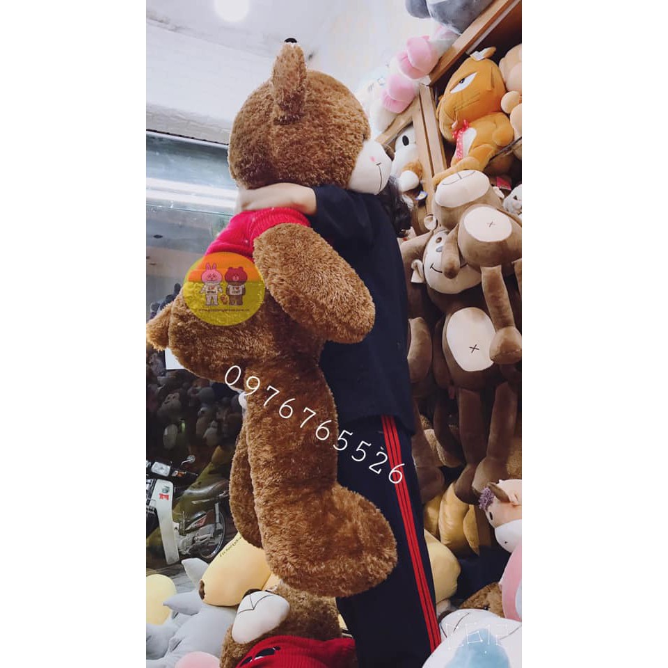 Gấu bông teddy Kissme hàng cao cấp màu nâu kích thước 90cm-1m4 Xưởng gấu bông Việt Nam