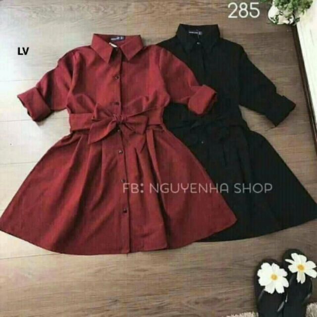 Đầm sơ mi chất kate lụa
