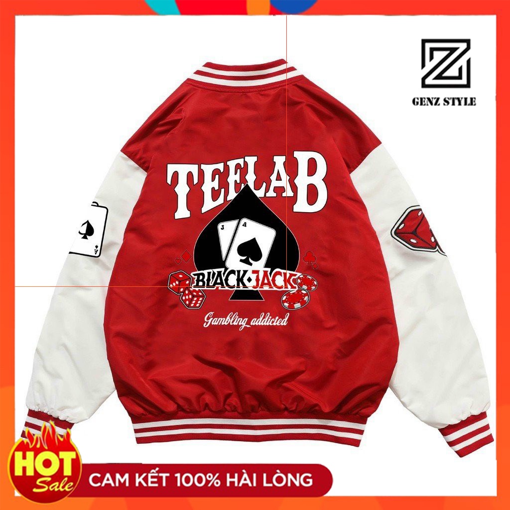 Áo Khoác Unisex TEELAB BLACKJACK, Áo Khoác kiểu Bomber, chất liệu nhẹ thoải mái. Couple Nam Nữ đều đ
