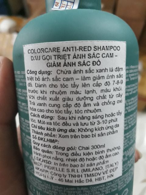 DẦU GỘI ELGON GREEN KHỬ ÁNH ĐỎ CAM COLORCARE ANTI RED SHAMPOO 300ML