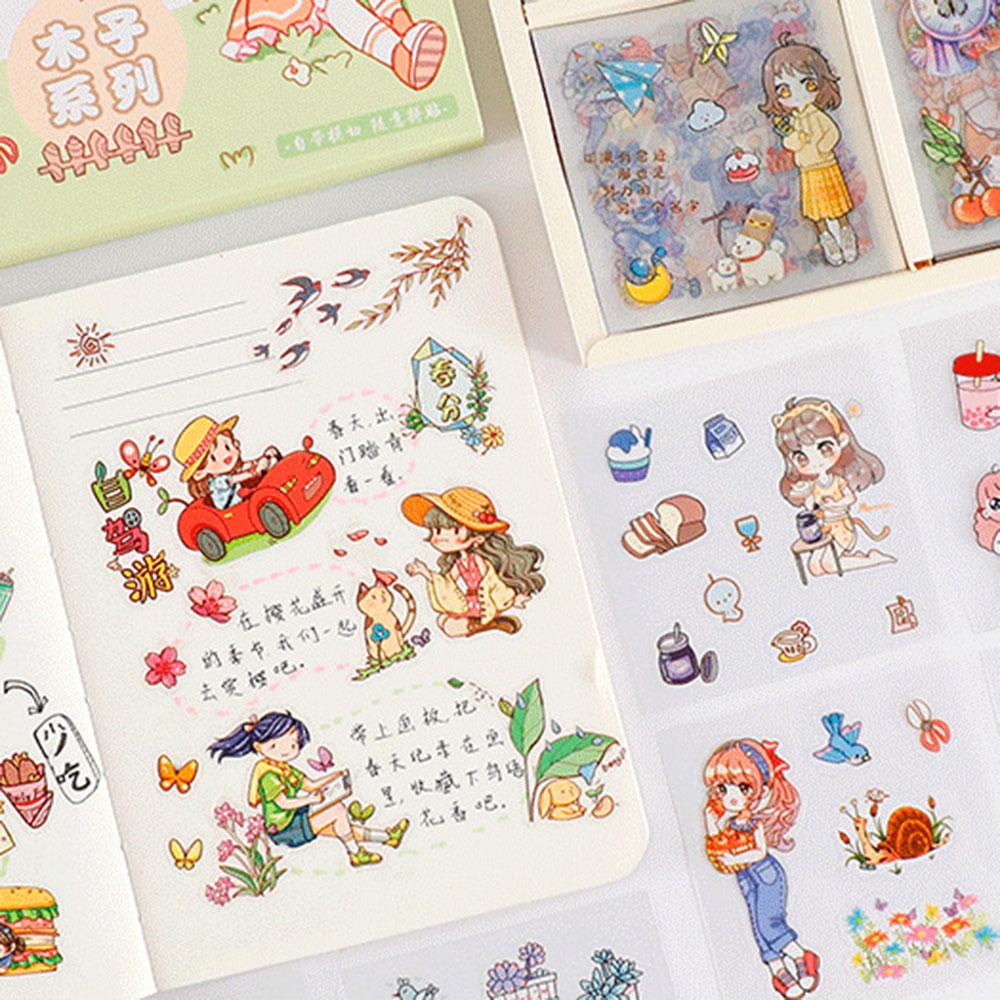 Bộ Sticker PET Dễ Thương Dùng Trang Trí Sổ Tay DIY