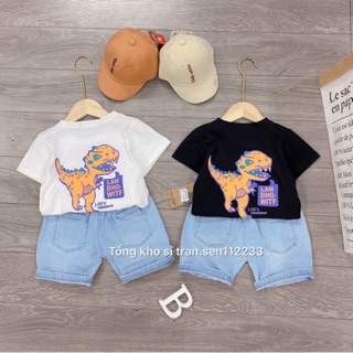 Set bộ khủng long quần jeans quảng châu cho bé 02
