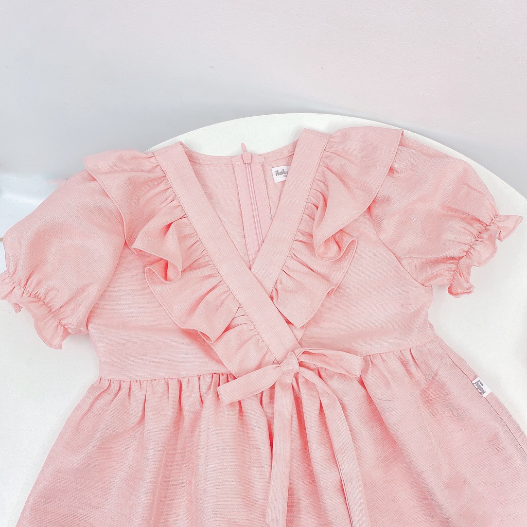 Váy cho bé gái ILABY thiết kế cách điệu đính nơ trước [10IG04470921] – ILABY >>> top1shop >>> shopee.vn