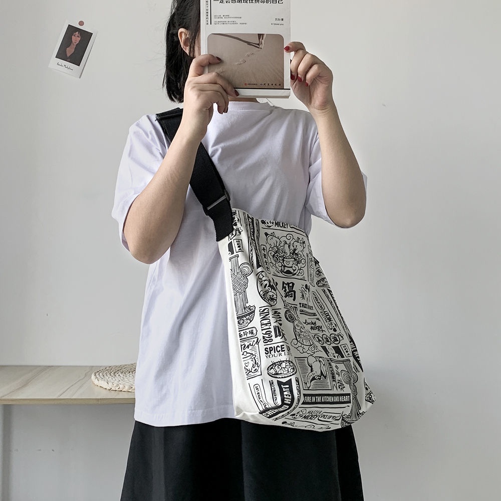 Túi Đeo Chéo Vải Canvas Thiết Kế Đơn Giản Dễ Phối Đồ Cho Nữ