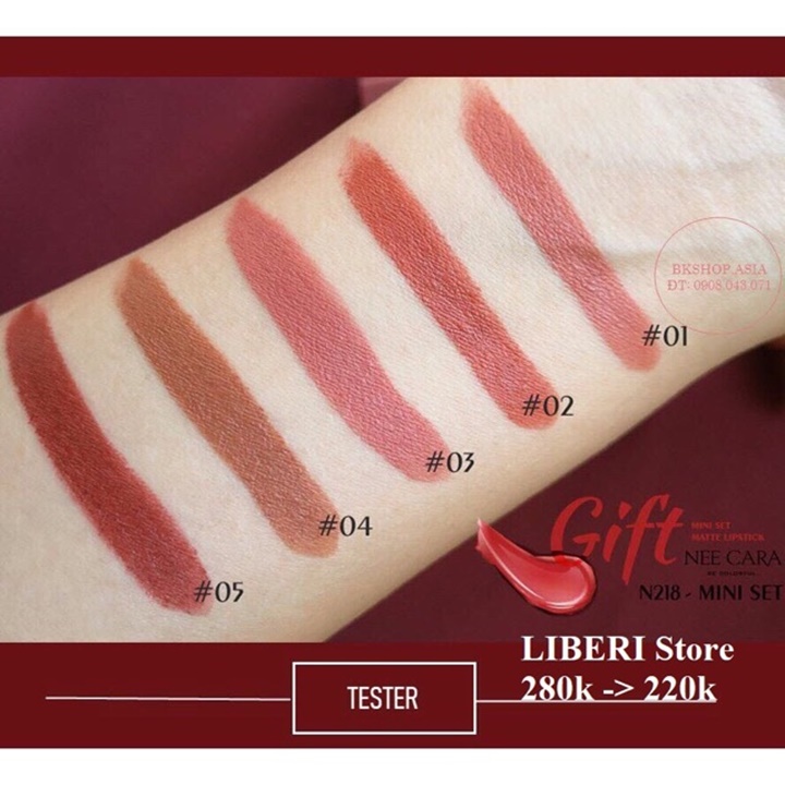 Bộ 5 Son Môi Nee Cara Mini Set Matte Lipstick Velvet Thái Lan – HUKB575