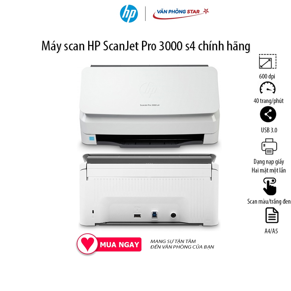Máy scan HP Pro 3000 S4 (6FW07A) Độ phân giải 600 dpi Tốc độ 40-60 trang/phút