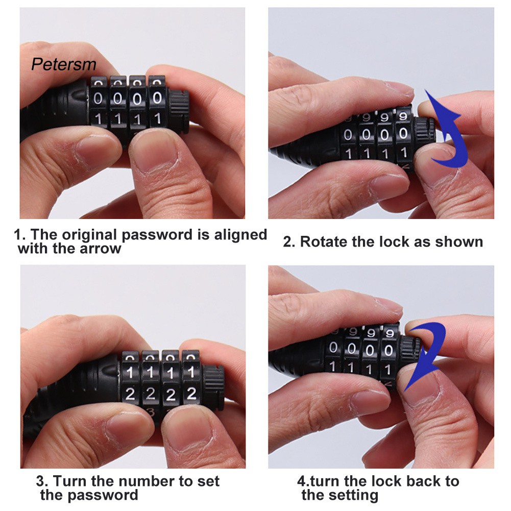 Dây Cáp Khóa Xe Đạp Mật Khẩu 4 Chữ Số Tiện Dụng