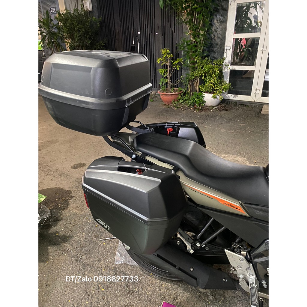 Combo bộ thùng xe FZ150i, thùng Givi E43NTL, cặp thùng hông E22N, baga cặp hông SBFZ150i, baga sau FZ150i, Givi mới 100%