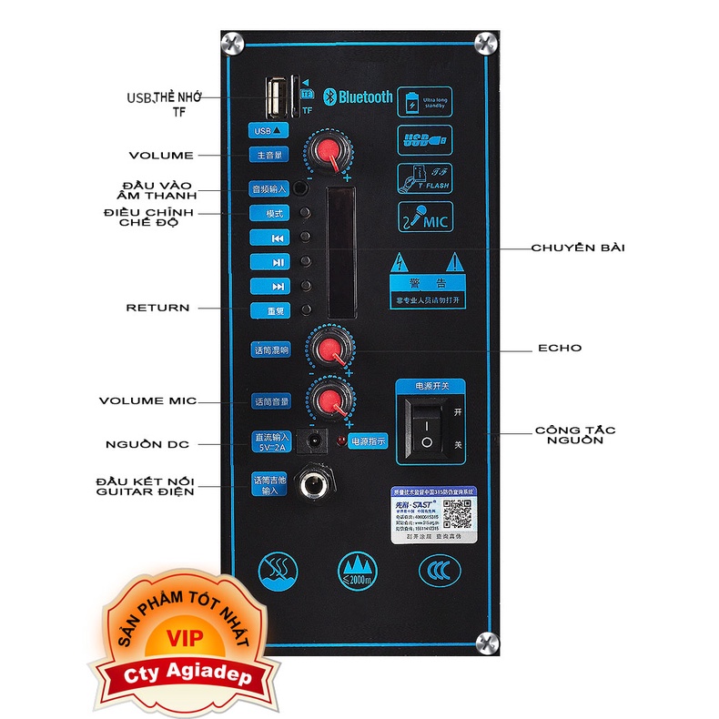 Loa kéo + 2 micro không dây Bluetooth SAFS siêu xịn