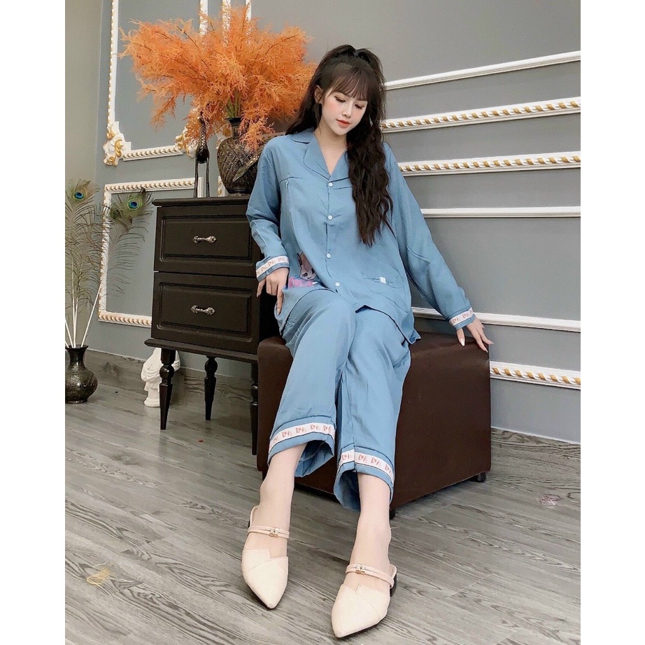 Bộ pijama Bầu và sau sinh lụa trơn Thu Đông