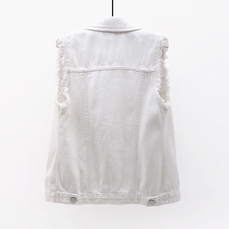 Áo khoác denim RENJIANVSHENG 167482 sát nách màu sắc ngọt ngào xinh xắn thời trang dành cho nữ