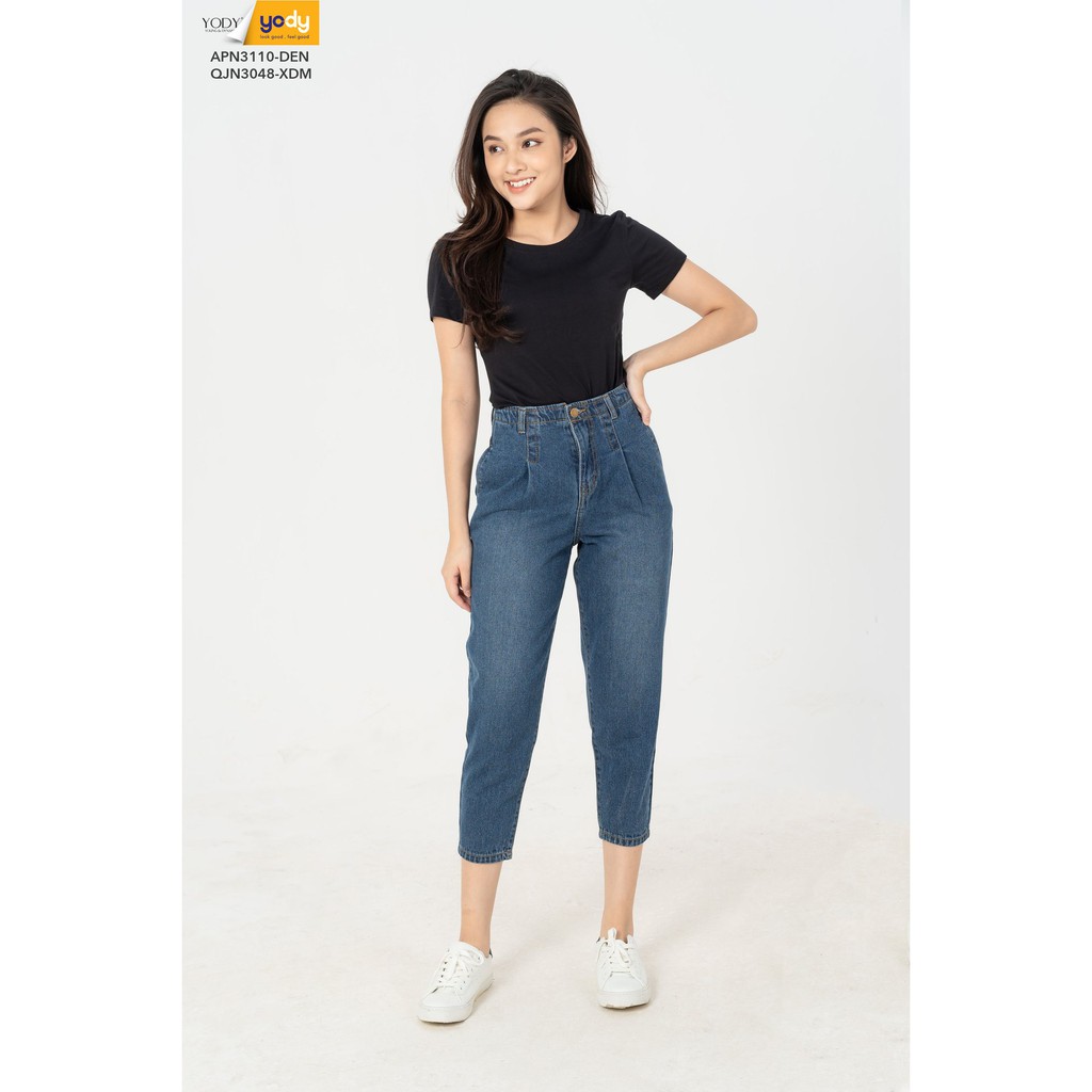 Quần jeans nữ baggy cạp liền YODY CHÍNH HÃNG dày dặn, kết hợp nhiều loại trang phuc - QJN3048