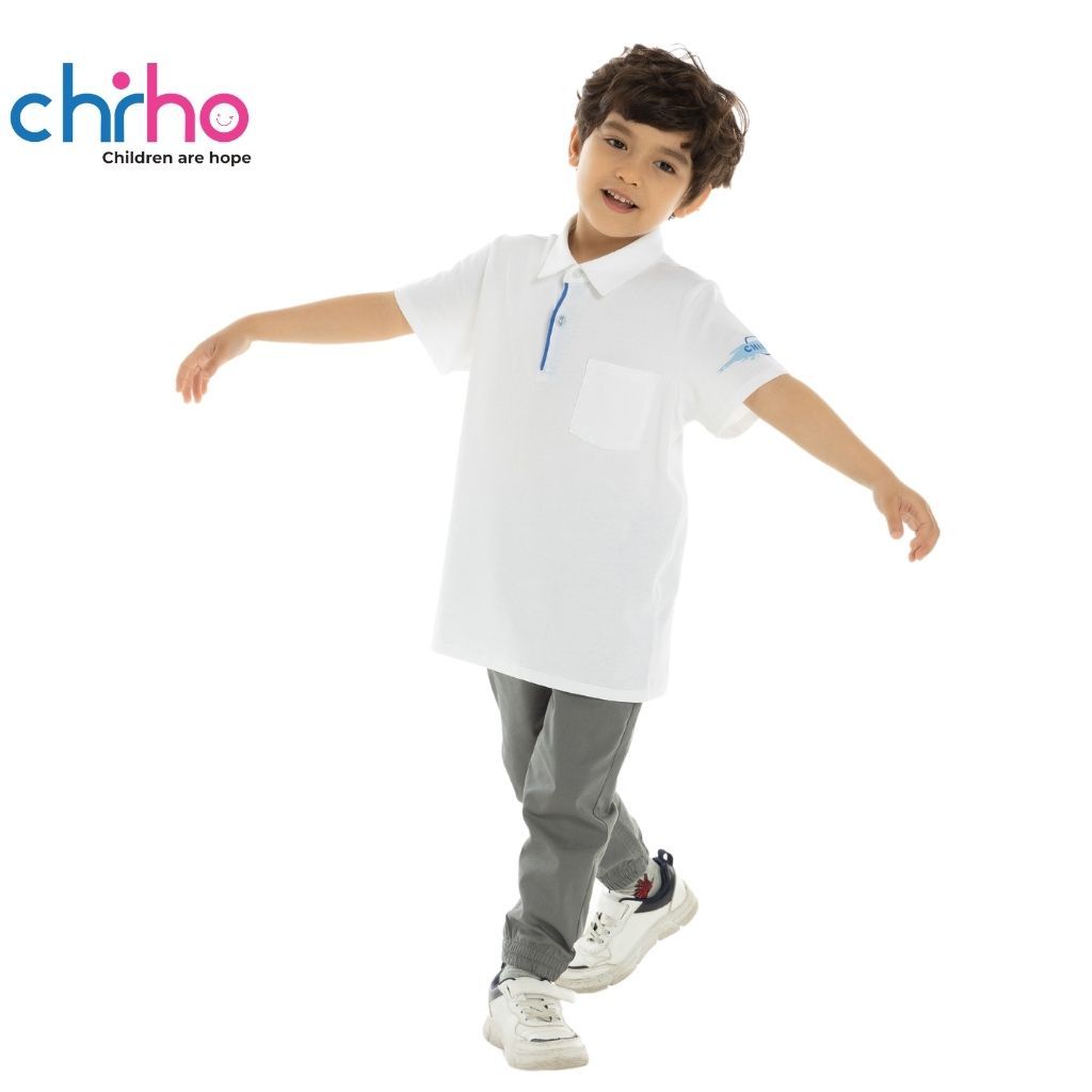 Áo Polo Cho Bé Trai CHIHO Chất Liệu Cotton Thoáng Mát Cổ Đức Cá Tính Cho Trẻ Từ 8 - 11 Tuổi BPS206R