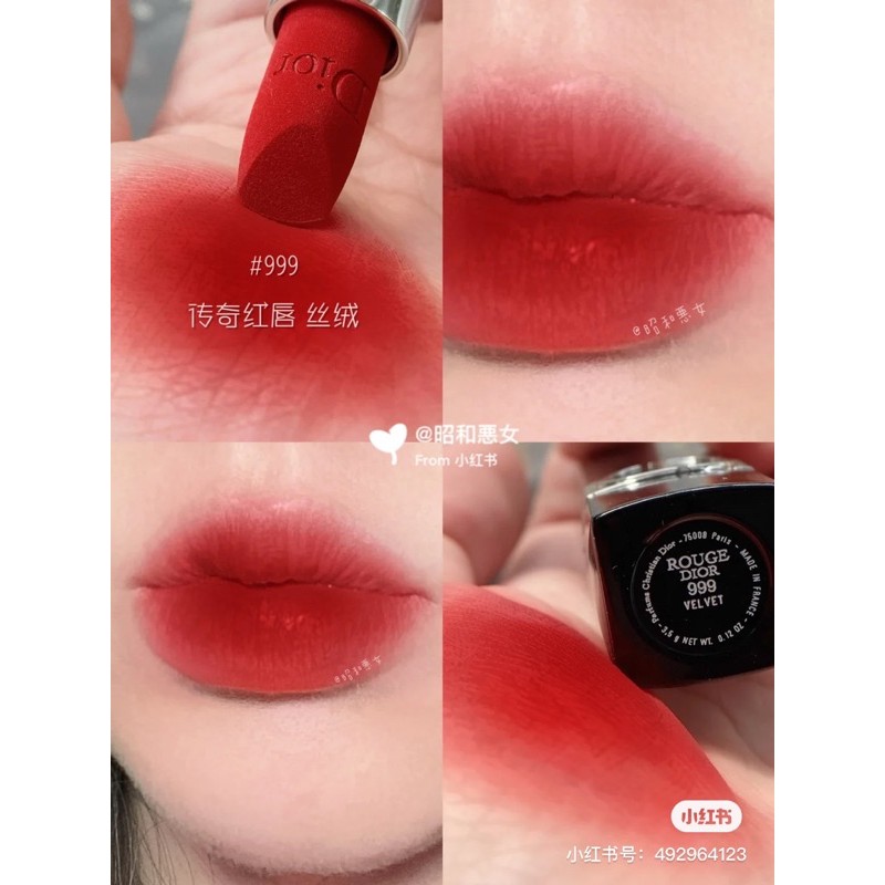 SON  Dior  Rouge Velvet 999  - dòng son nhung đỏ  mới  2021