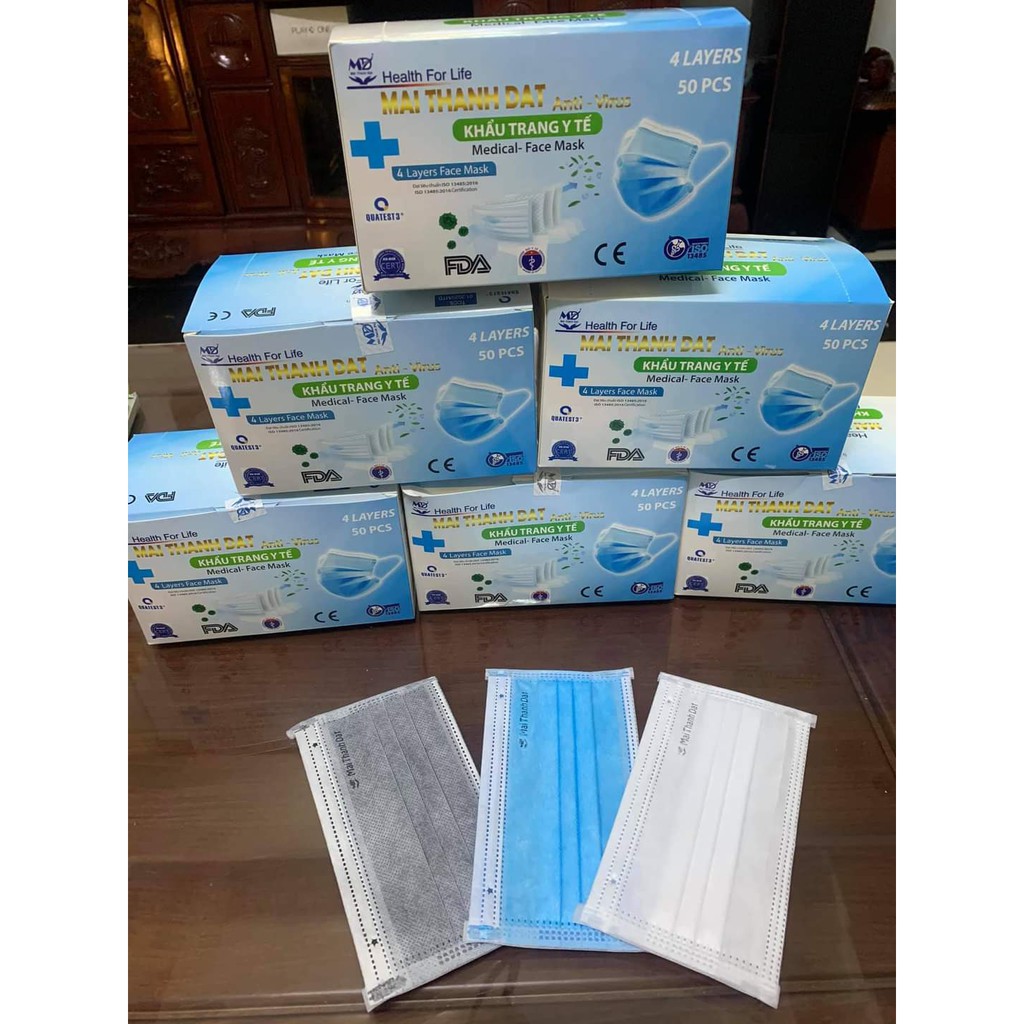 (CAO CẤP) Hộp Khẩu Trang Y Tế MÃI THÀNH ĐẠT-Kháng Khuẩn 99,9%(1 hộp/50 cái)-CAM KẾT VỀ CHẤT LƯỢNG | BigBuy360 - bigbuy360.vn