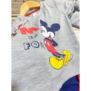 Set Bé Trai Cotton Mickey Mouse Màu Xám