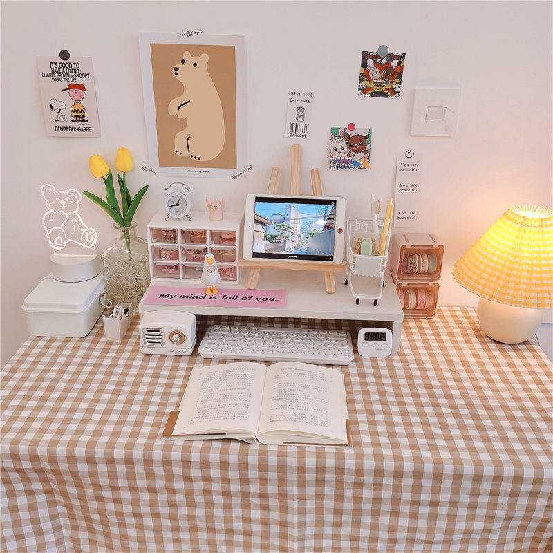 * Người Dì nhỏ xinh đẹp * ins màu trà sữa khăn trải bàn, bàn làm việc, bàn vải, phòng máy tính bảng vải