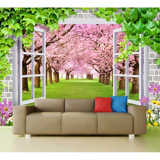 Tranh dán tường cửa sổ 3d
