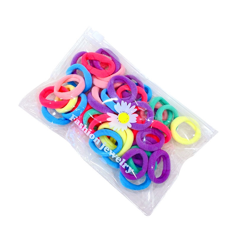 Set 50 Dây Buộc Tóc Đính Ruy Băng Xinh Xắn Cho Bé Gái
